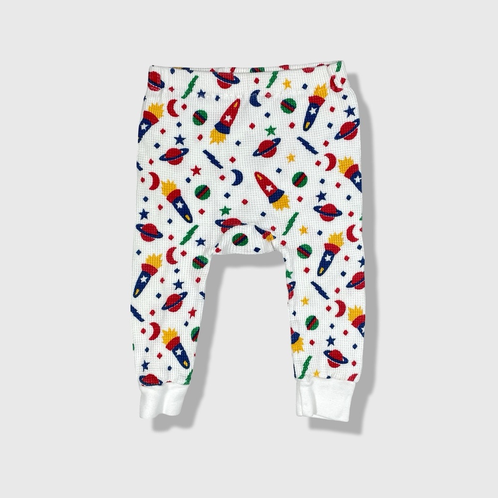 Oshkosh Thermal Pajama Pants‎ Kids 6 Months White Space Rocket Outer Space